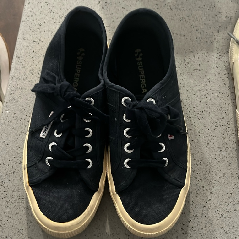Superga Classic canvas sneaker.  Navy Blue. Size 6 1/2.